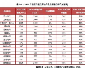 前五月重点房地产企业销售目标完成情况